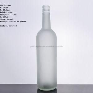 Round Shape 750ml Crystal Glass Frosted Liquor Bottle for Vodka