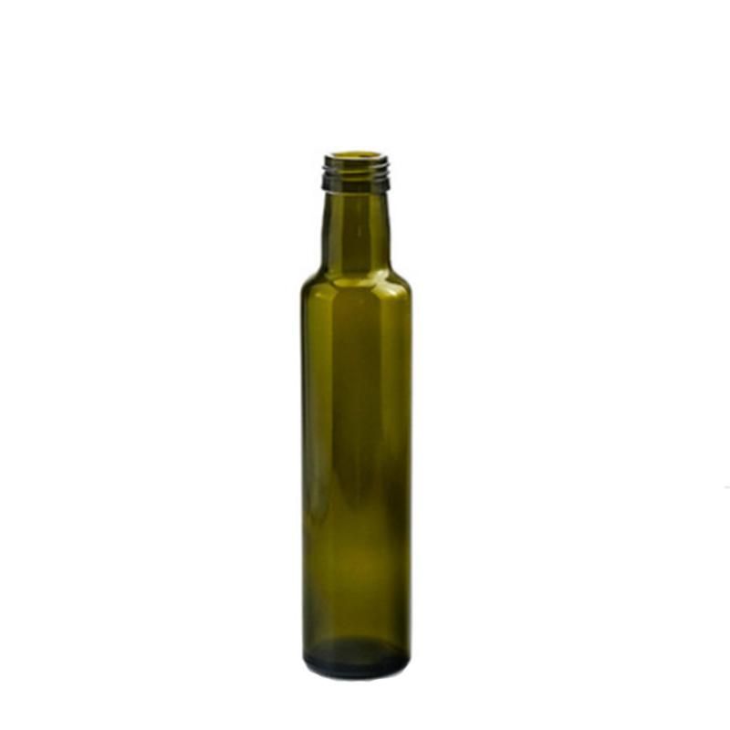 Glass Olive Oil Glass Bottle 500ml Round Dark Green with Plastic Metal Lids