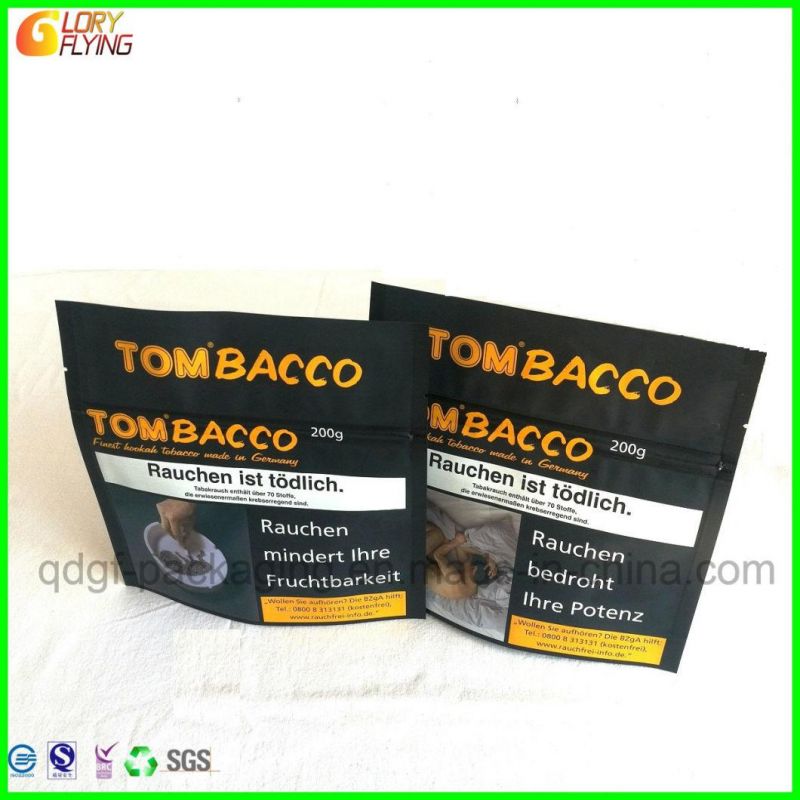 Black Matte-Finished Effect Mylar Ziplock Bag Tobacco Packaging with Al Foil