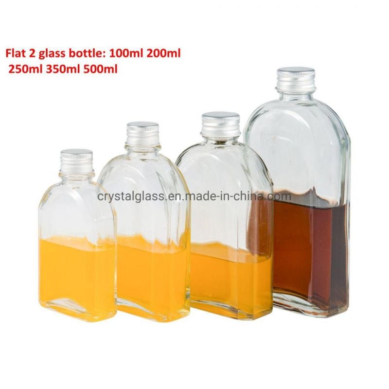 500ml 16oz Big Capacity Glass Flat Alcohol Wine Bottle with Lid