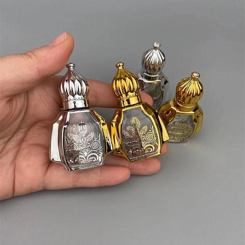 6ml Gold Arabic Crystal Glass Perfume Bottles Roller Bottle for Essential Oils Refillable Container