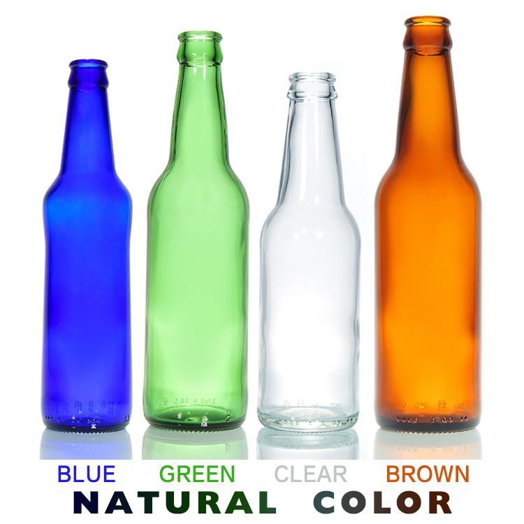 Beer Package 330ml 33cl Clear Amber Blue Green Glass Beer Bottle with Crown Lid