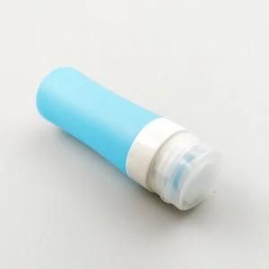 Silicone Manufacturer Medium Size Cylinder-Shaped Leak Proof Food Grade Silicone Cosmetics Bottles, Blue