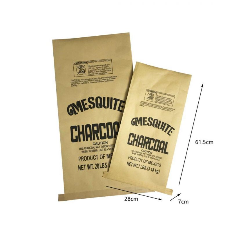 Eco-Friendly Custom Charcoal Bag with Handle Kraft Paper Bag Barbecue Coal Packaging