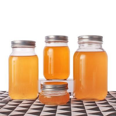 100ml 8oz 16oz 32oz Custom Wholesale Food Honey Candle Jam Mason Glass Jar with Lid
