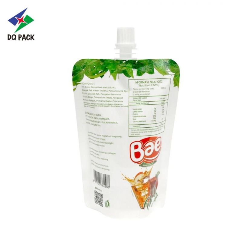 Customized Gravure Printing 200ml Stand up Pouch with Spout Juice Pouch Plastic Bag