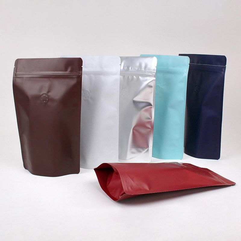 Custom Printed Low MOQ Blue Color 500g Aluminum Foil Tea Instant Coffee Packaging Bags Pouch with Zipper Lock