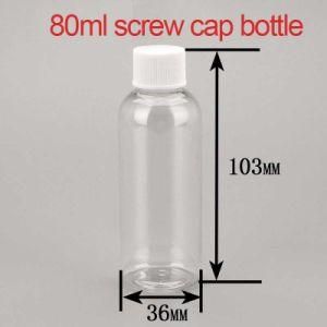 80ml Transparent Round Pet Plastic Screw Cap Lotion Bottle
