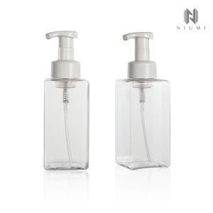 450ml PETG Foam Bottle Clear Facial Mousse Liquid Bottle Foursquare Plastic Container with Foam Pump