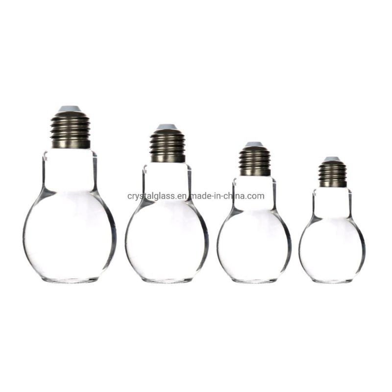 500ml Light Bulb Shape Glass Juice Boba Milk Tea Bottle with Straw