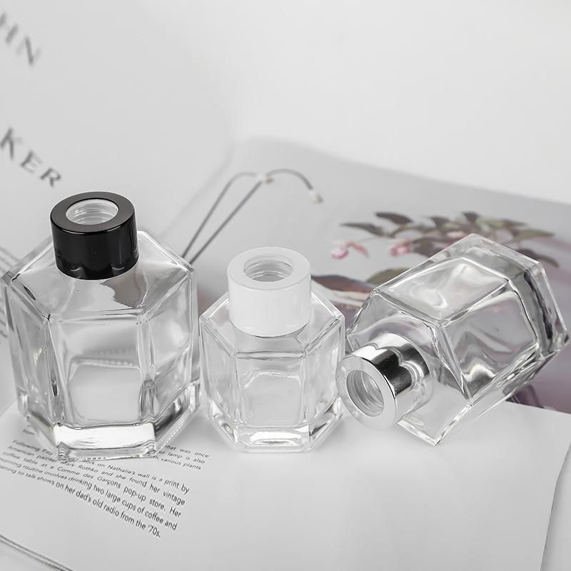 100ml Hexagon Shape Reed Diffuser Glass Bottle with Lids