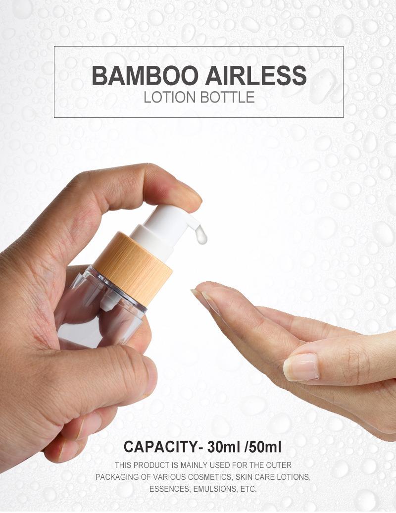 15ml 30ml 50ml Cosmetic Packaging Pump Airless as Bamboo Bottle for Serum