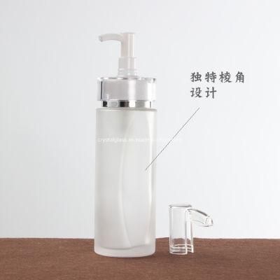 Special and Model Cosmetic Jar with White Caps in Frosted Glass