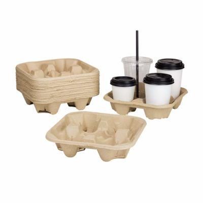 Moulded Pulp Fiber 4-Cell Cup Holder