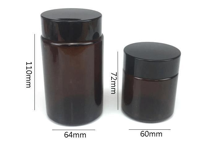 20g 30g 50g 100g Amber Glass Cosmetic Cream Jar Packaging Container with Plastic Caps