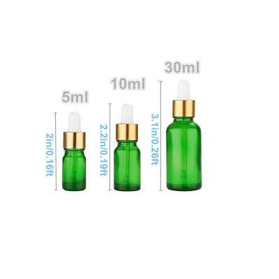 5ml 10ml 15ml Green Glass Bottle for Cosmetic Essential Oil with Eye Dropper