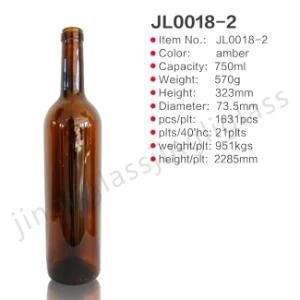 Amber Color 750ml Red Wine Bottle with Good Quality