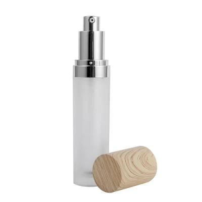 15ml 30ml 50ml Cylinder Cosmetic Lotion Bottle with Bamboo Style Lid