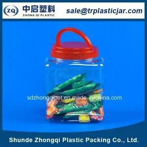 Square Transparent Pet Plastic Jar with Plastic Cover