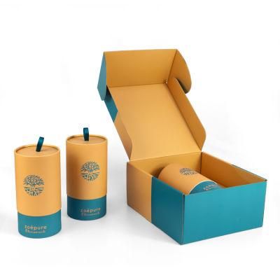 Firstsail Custom Eco Friendly Cardboard Cylinder Box Kraft Paper Tube Packaging with Handle for Water Bottle Food Coffee Bean Bath Salt Tea