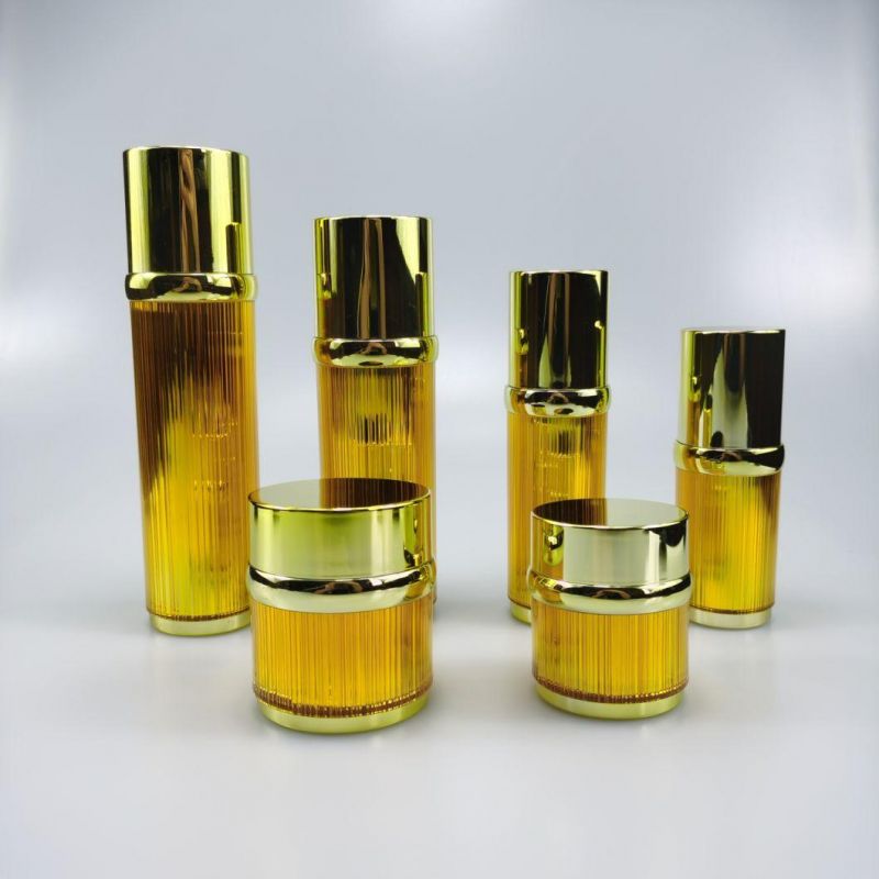 30ml 50ml 100ml 120ml Round Gold Acrylic Airless Emulsion Bottle Vacuum Foundation Bottle Essence Bottle for Cream Serum