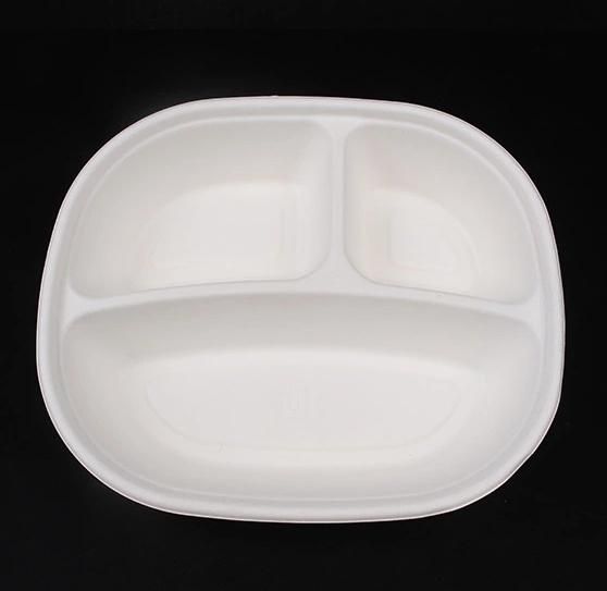 Factory Selling 800ml Biodegradable Bagasse 3 Compartment Food Box