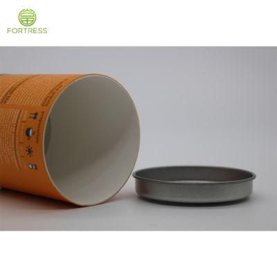 Art Paper Coffee Container Packaging Paper Tube with Tinplate Lid