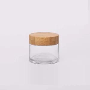 Luxury New Design 50g Bamboo Packaging Cream Glass Jar with Bamboo Lid