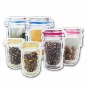 Hot Sale Mason Jar Pouch Reusable Stand up Food Packaging Plastic Zipper Bags