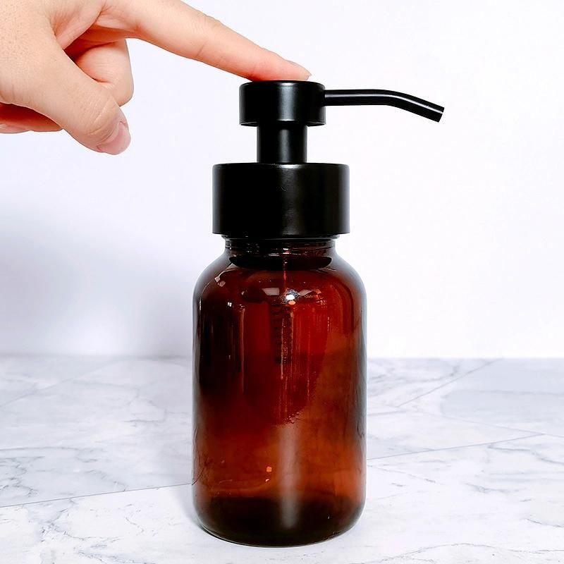 250ml 8 Oz Amber Foaming Hand Body Wash Pump Dispenser Foam Soap Glass Bottle for Sale