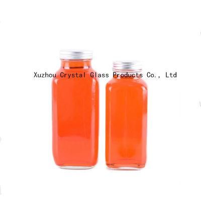 Wholesale Custom 350ml 500ml Juice Beverage Milk Glass Bottle Bottles with Metal Caps