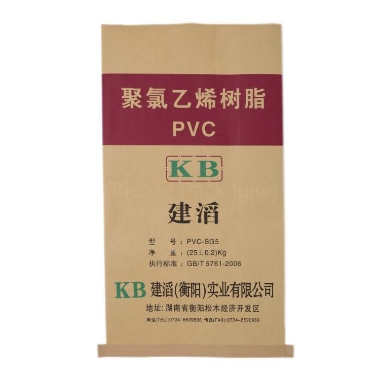 Kraft Paper Laminated PP Woven Bag for Dry Bulk Powder Material with Inner PE Plastic Liner