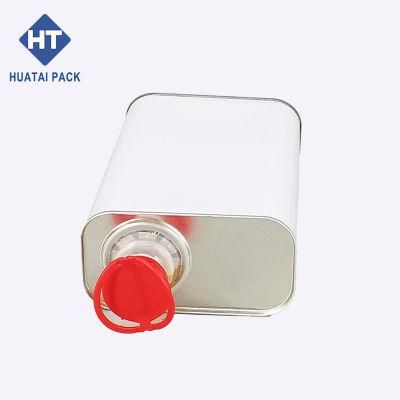 1 Liter Square Tin Can for Engine Oil /Motor Oil with Plastic Spout Lid /Metal Screw Lid/Finger Press Lid