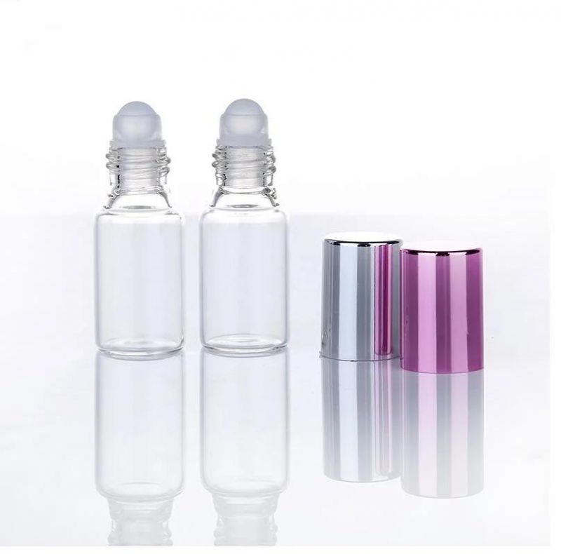 5ml 10ml Clear Glass Bottle Roll on Empty Fragrance Perfume Essential Oil Bottles Plastic Roller Ball