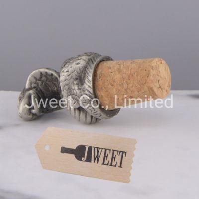 Custom Snake Metal Cap Wood Soft Cork Bottle Stopper